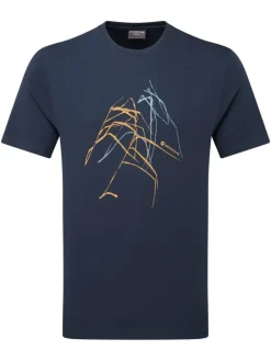 Montane T-Shirts & Baselayers-Mens Abstract Mountain T-Shirt - Eclipse Blue
