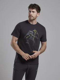 Montane T-Shirts & Baselayers-Mens Abstract Mountain T-Shirt - Midnight Grey
