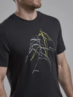 Montane T-Shirts & Baselayers-Mens Abstract Mountain T-Shirt - Midnight Grey