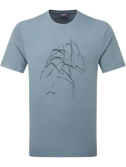Montane T-Shirts & Baselayers-Mens Abstract Mountain T-Shirt - Stone Blue