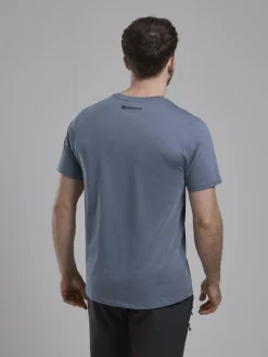 Montane T-Shirts & Baselayers-Mens Abstract Mountain T-Shirt - Stone Blue