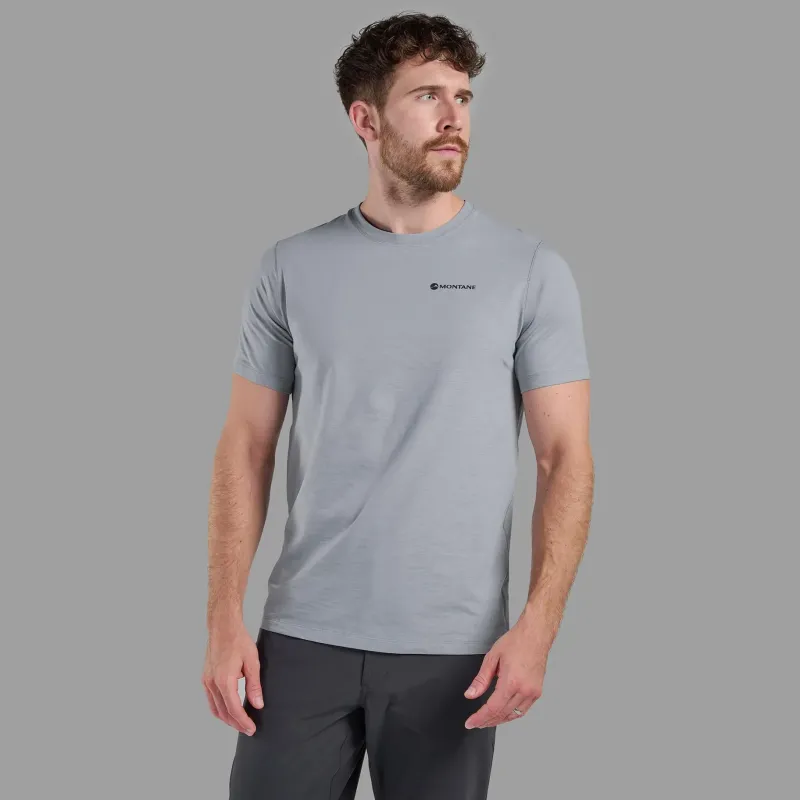 Montane T-Shirts & Baselayers-Mens Alhena Mountain 25 T-Shirt - Pebble Blue