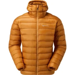 Montane Insulated Jackets-Mens Alpine 850 Lite Hooded Down Jacket - Flame Orange