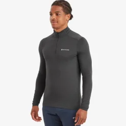 Montane T-Shirts & Baselayers-Mens Dart XT Zip Neck - Midnight Grey