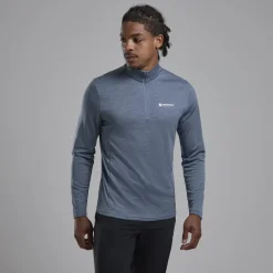 Montane T-Shirts & Baselayers-Mens Dart Zip Neck - Stone Blue