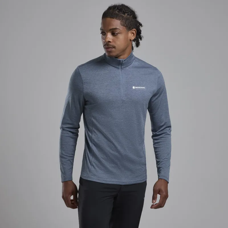 Montane T-Shirts & Baselayers-Mens Dart Zip Neck - Stone Blue