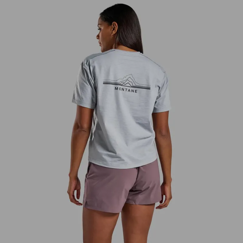 Montane T-Shirts & Baselayers-Womens Alhena Mountain 25 T-Shirt - Pebble Blue