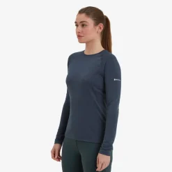 Montane T-Shirts & Baselayers-Womens Dart Long Sleeve T-Shirt - Eclipse Blue