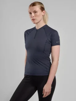 Montane T-Shirts & Baselayers-Womens Dart Nano Zip T-Shirt - Eclipse Blue