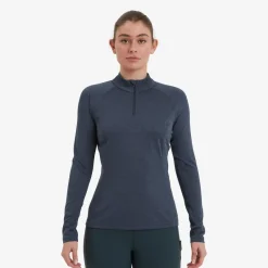 Montane T-Shirts & Baselayers-Womens Dart Zip Neck - Eclipse Blue