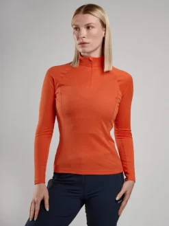 Montane T-Shirts & Baselayers-Womens Dart Zip Neck - Tigerlily