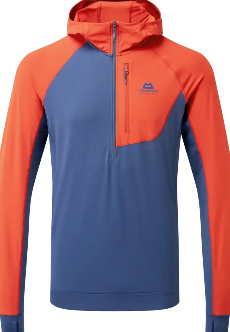 Mountain Equipment T-Shirts & Baselayers-Mens Aiguille Hooded Top - Dusk-Red Rock
