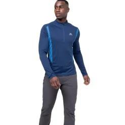 Mountain Equipment T-Shirts & Baselayers-Mens Ignis LS Zip Tee - Cosmos-Dusk