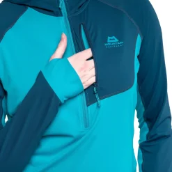 Mountain Equipment Fleece & Mid Layer-Womens Aiguille Hooded Top - Topaz-Majolica