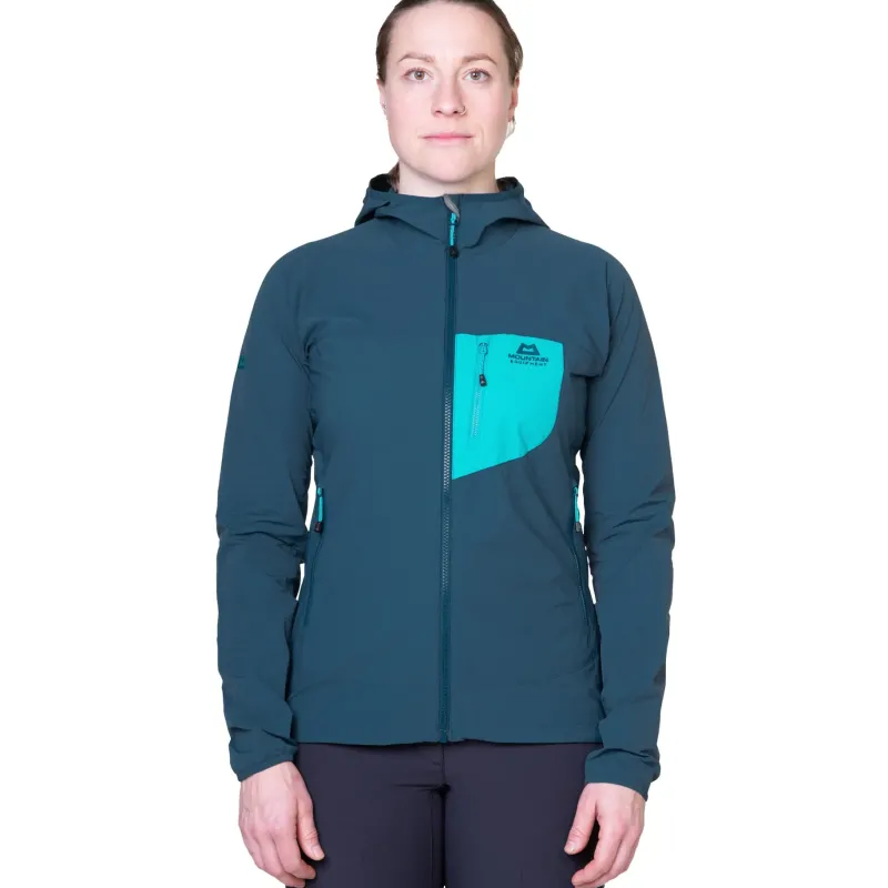 Mountain Equipment Softshell Jackets-Womens Echo Hooded Jacket - Majolica-Topaz