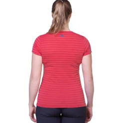 Mountain Equipment T-Shirts & Baselayers-Womens Groundup Stripe Tee - Rosewood Stripe