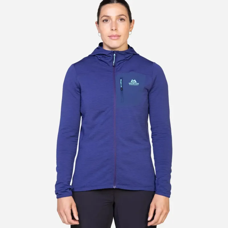 Mountain Equipment Fleece & Mid Layer-Womens Lumiko Hooded Jacket - Lichen Green-Deep Teal