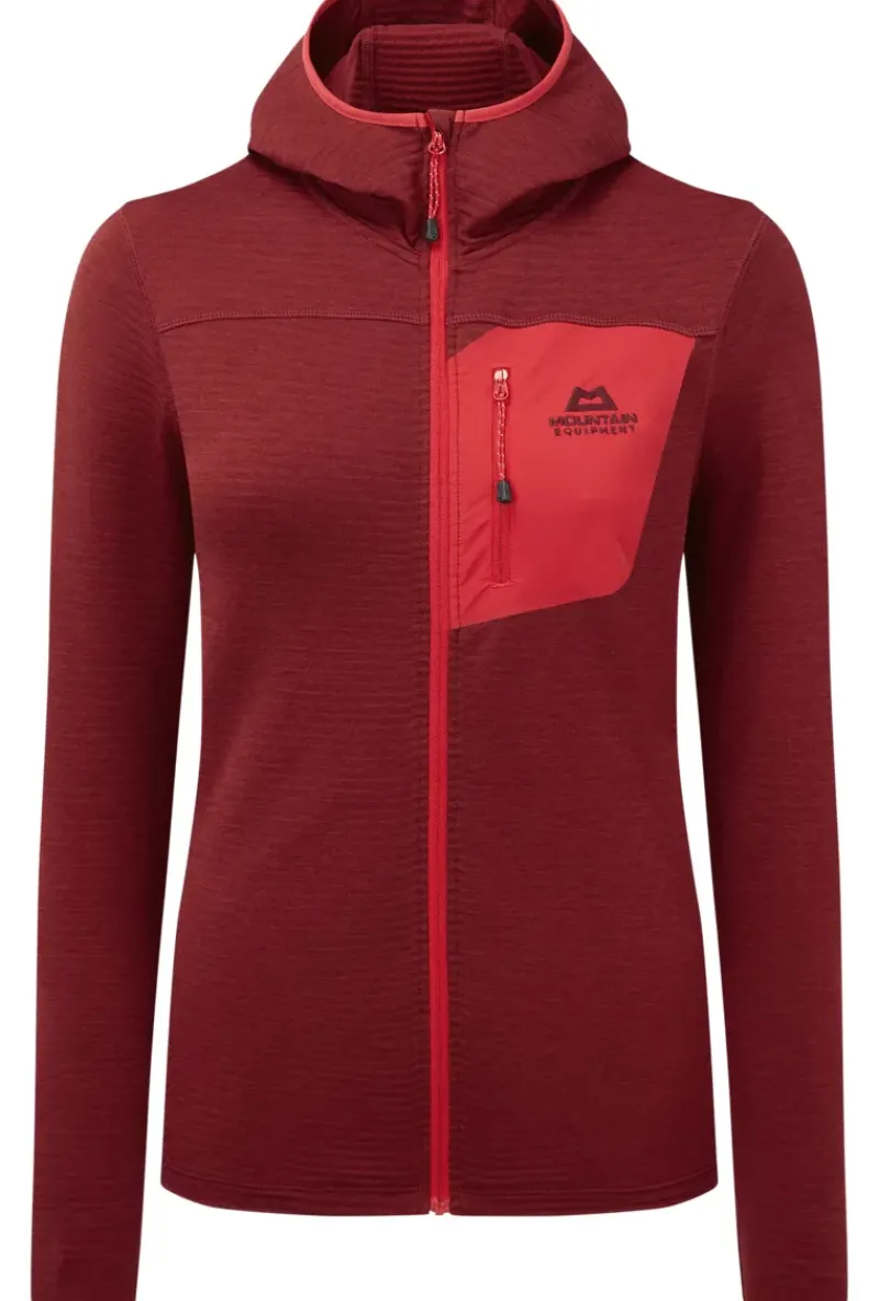 Mountain Equipment Fleece & Mid Layer-Womens Lumiko Hooded Jacket - Rhubarb-Capsicum