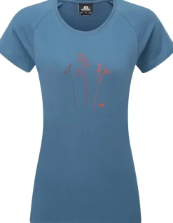 Mountain Equipment T-Shirts & Baselayers-Womens Mountain Flower Tee - Stellar Blue