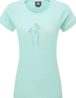 Mountain Equipment T-Shirts & Baselayers-Womens Mountain Flower Tee - Aqua