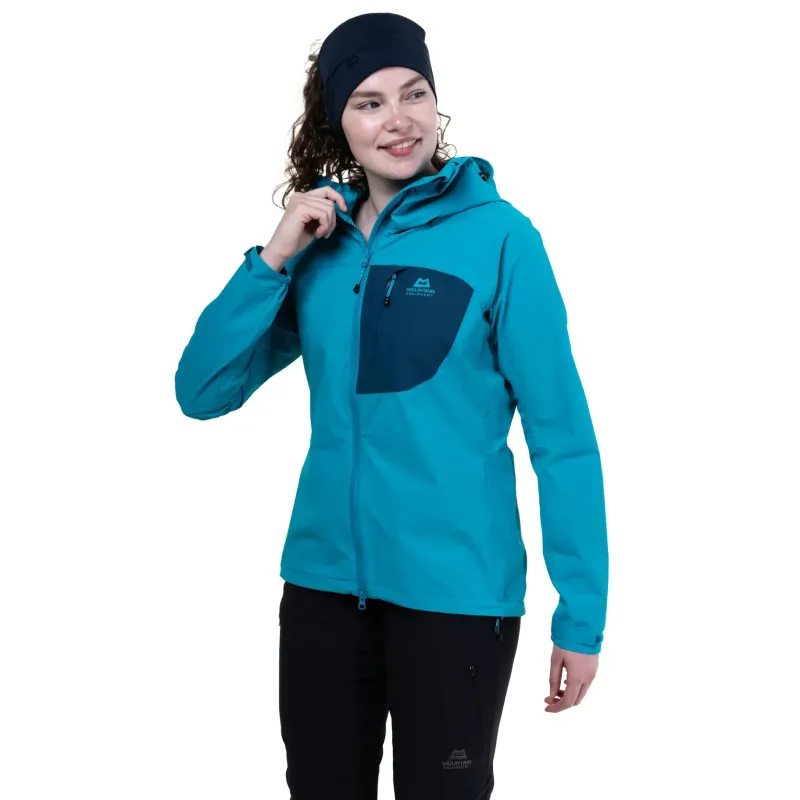 Mountain Equipment Softshell Jackets-Womens Squall Hooded Jacket - Topaz-Majolica
