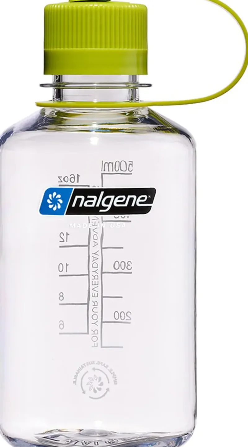 Nalgene Water Bottles-Tritan Sustain Narrow Mouth Bottle - 0.5L - Clear-Green Cap