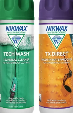 Nikwax Clothing Cleaning & Proofing-Tech Wash and TX.Direct Wash-In Twin Pack - 300ml