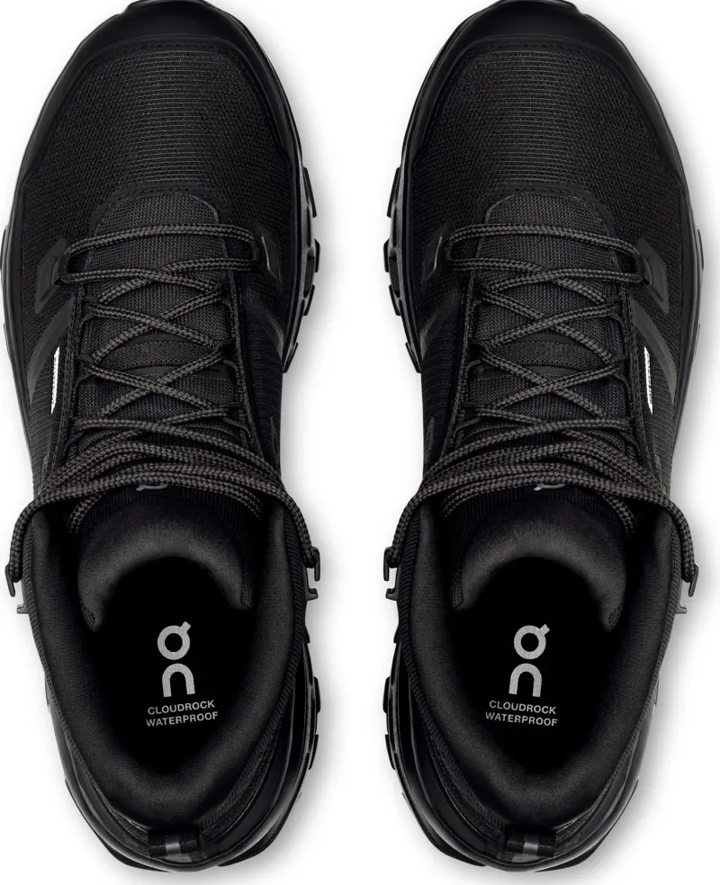 On Hiking Shoes & Boots|Walking Shoes-Mens Cloudrock Mid Waterproof Shoes - Black-Black