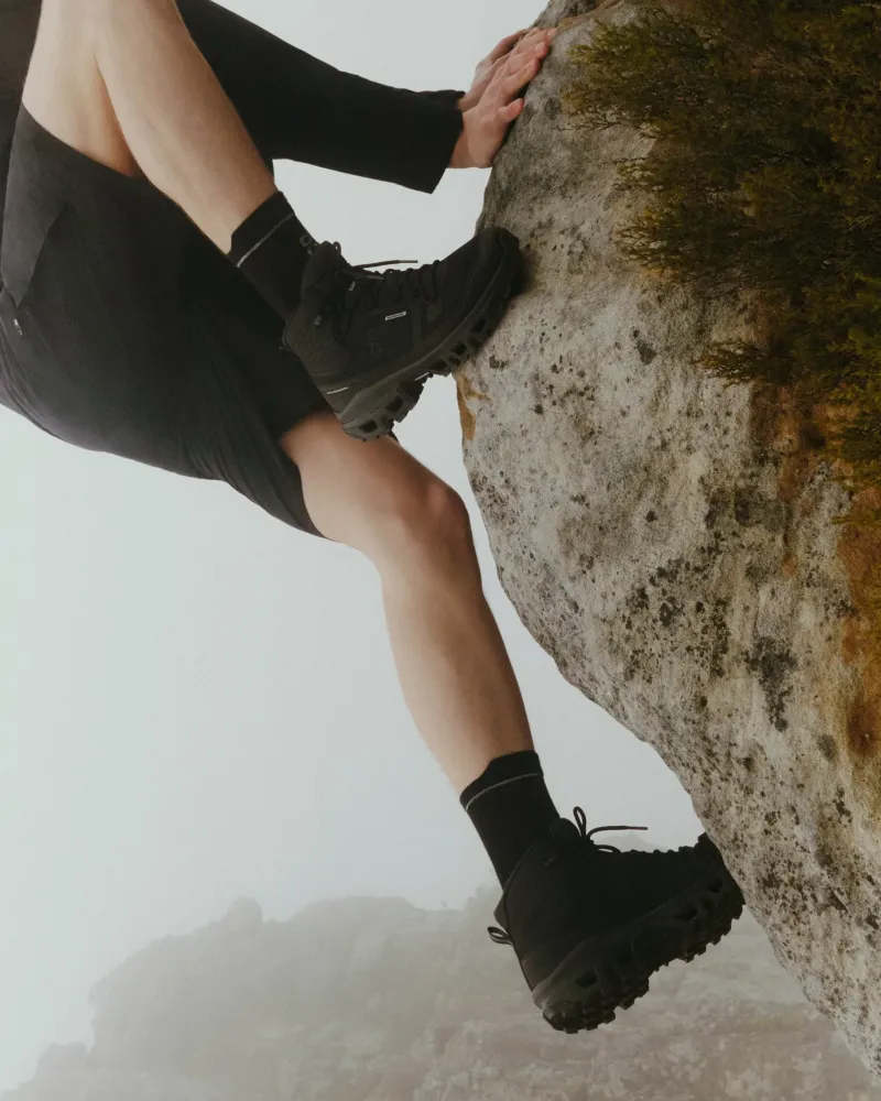 On Hiking Shoes & Boots|Walking Shoes-Mens Cloudrock Mid Waterproof Shoes - Black-Black