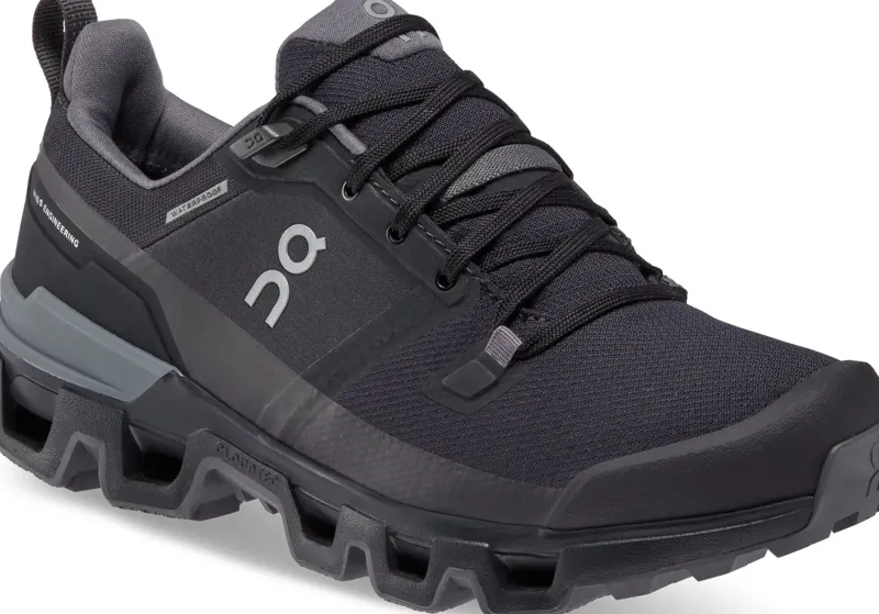On Walking Shoes-Womens Cloudwander Waterproof Hiking Shoes - Black-Eclipse