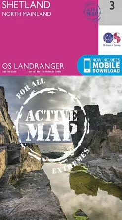 Ordnance Survey Maps And Books-OS Landranger Active map 3 - Shetland - North Mainland
