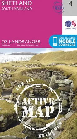Ordnance Survey Maps And Books-OS Landranger Active map 4 - Shetland - South Mainland
