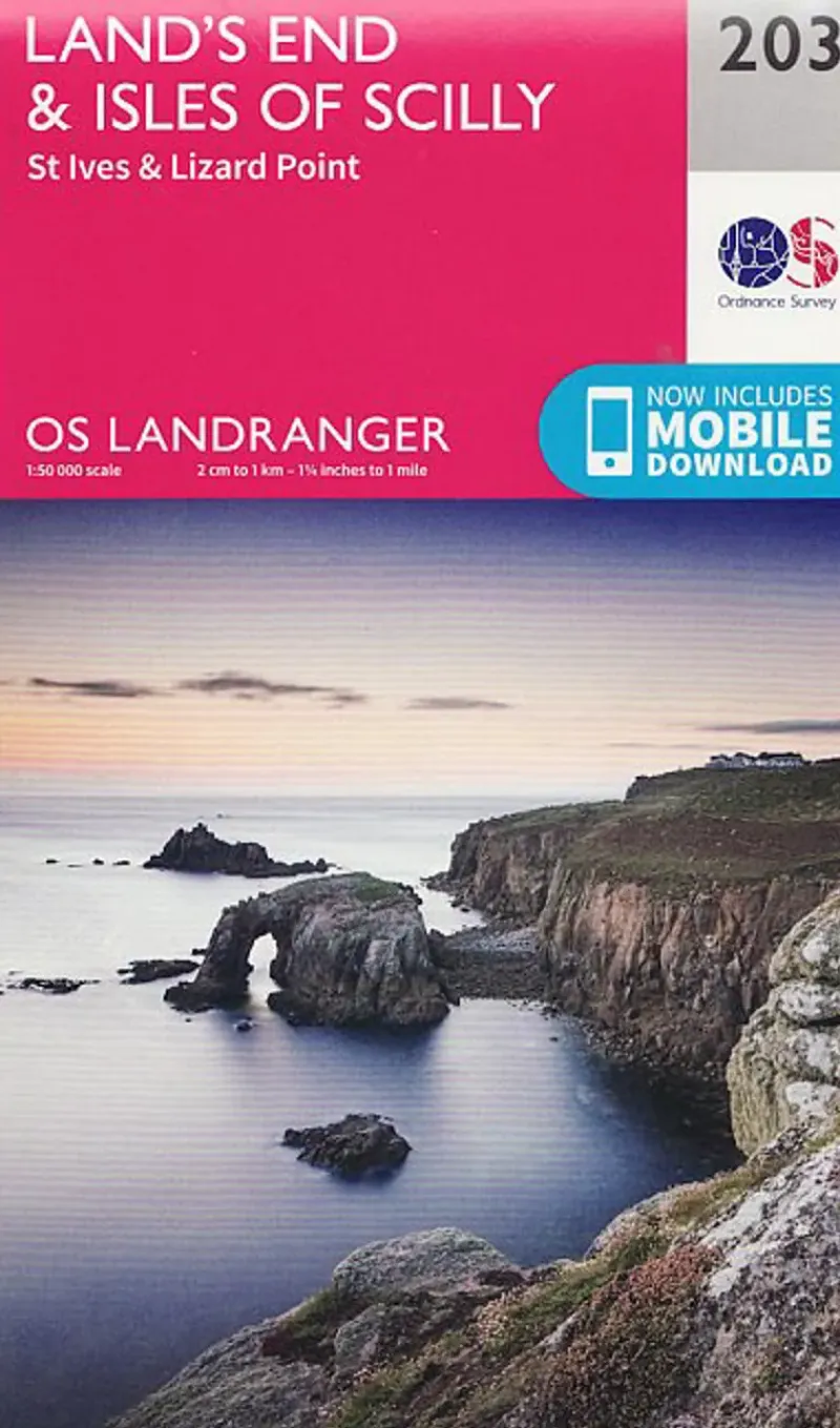 Ordnance Survey Maps And Books-OS Landranger Map 203 - Lands End and Isles of Scilly - St Ives and Lizard Point