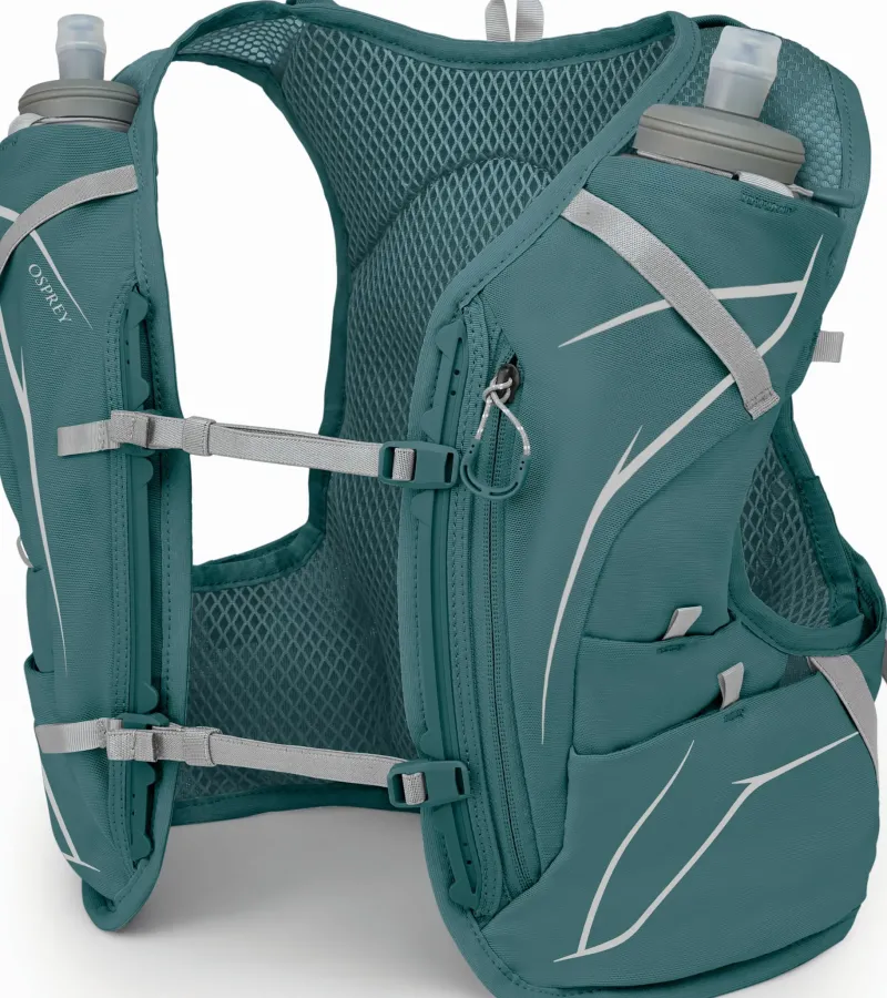 Osprey Fast & Light Rucksacks And Vests-Womens Dyna 6 with Flasks - Cascade Blue-Silver Lining
