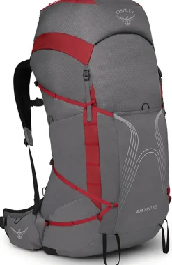 Osprey Backpacking Packs-Womens Eja Pro 55 Rucksack - Dale Grey-Poinsettia Red