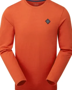 Rab T-Shirts & Baselayers-Mens Basecamp Logo Badge LS Tee - Red Clay