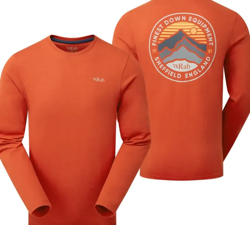 Rab T-Shirts & Baselayers-Mens Basecamp 3 Peaks LS Tee - Red Clay