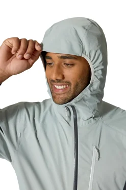 Rab Waterproof Jackets-Mens Downpour Trail Light Jacket - Light Zinc-Anthracite