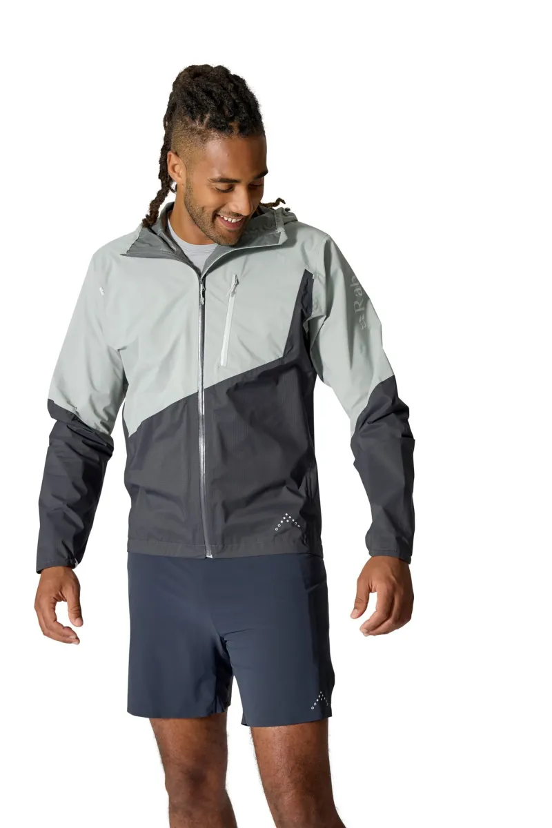 Rab Waterproof Jackets-Mens Downpour Trail Light Jacket - Light Zinc-Anthracite