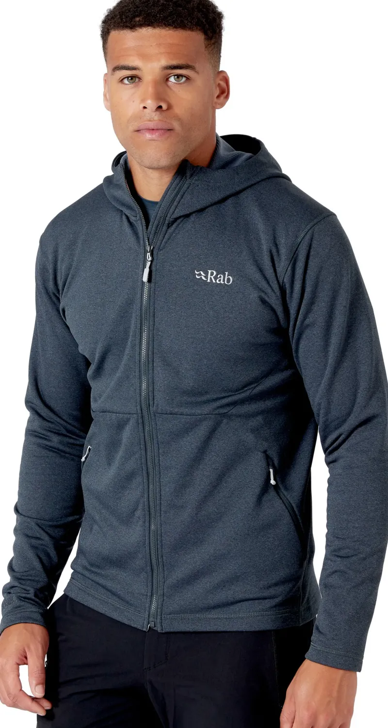 Rab Fleece & Mid Layer-Mens Geon Hoody - Black - Steel Marl