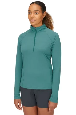 Rab T-Shirts & Baselayers-Womens Sonic Long Sleeved Zip-T - Eucalyptus