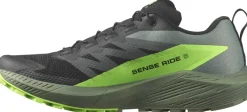 Salomon Hiking Shoes & Boots|Running Shoes-Mens Sense Ride 5 Shoes - Black-Laurel Wreath-Green Gecko