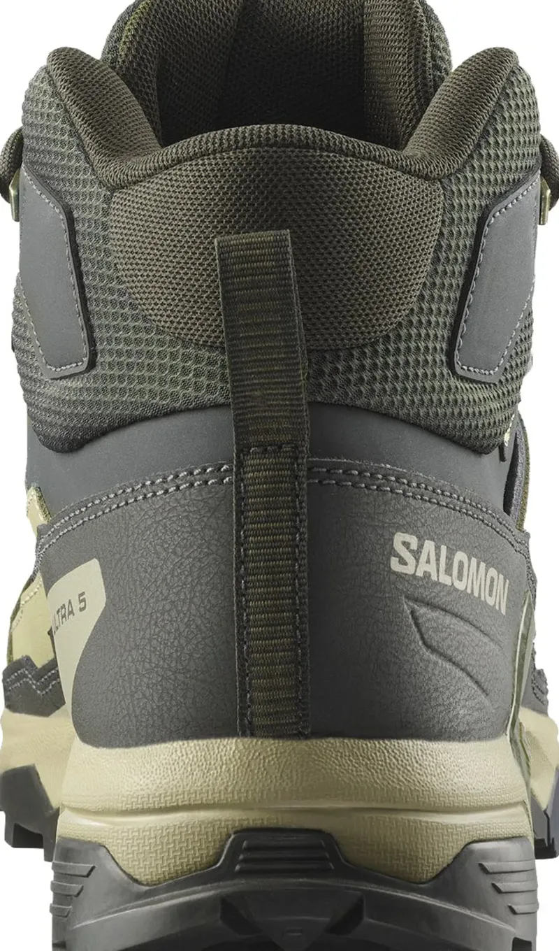 Salomon Hiking Shoes & Boots|Mid Height Boots-Mens X Ultra 5 Mid GTX Shoe - Peat-Gray Green-Blue Nights