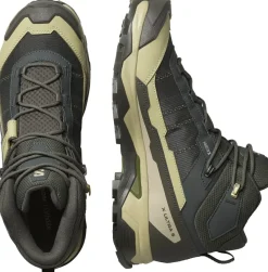 Salomon Hiking Shoes & Boots|Mid Height Boots-Mens X Ultra 5 Mid GTX Shoe - Peat-Gray Green-Blue Nights