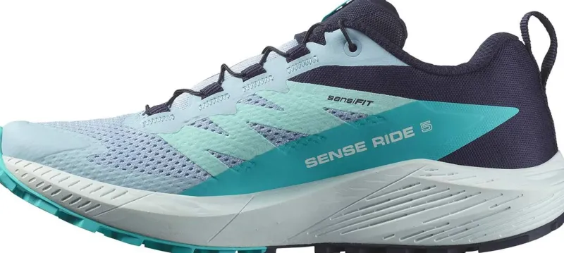 Salomon Hiking Shoes & Boots|Running Shoes-Womens Sense Ride 5 Shoes - Cashmere Blue-Carbon-Peacock Blue