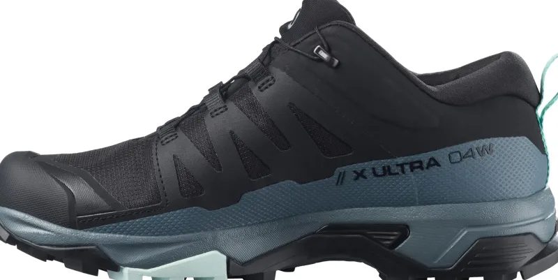 Salomon Walking Shoes-Womens X Ultra 4 GTX Hiking Shoes - Black-Stormy Weather-Opal Blue