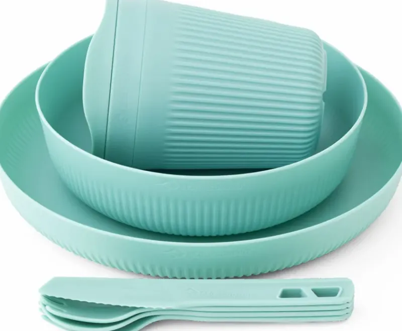 Sea To Summit Plates, Bowls, Cups & Utensils-Passage Dinnerware Set - 1P - 7 Piece - Aqua Sea