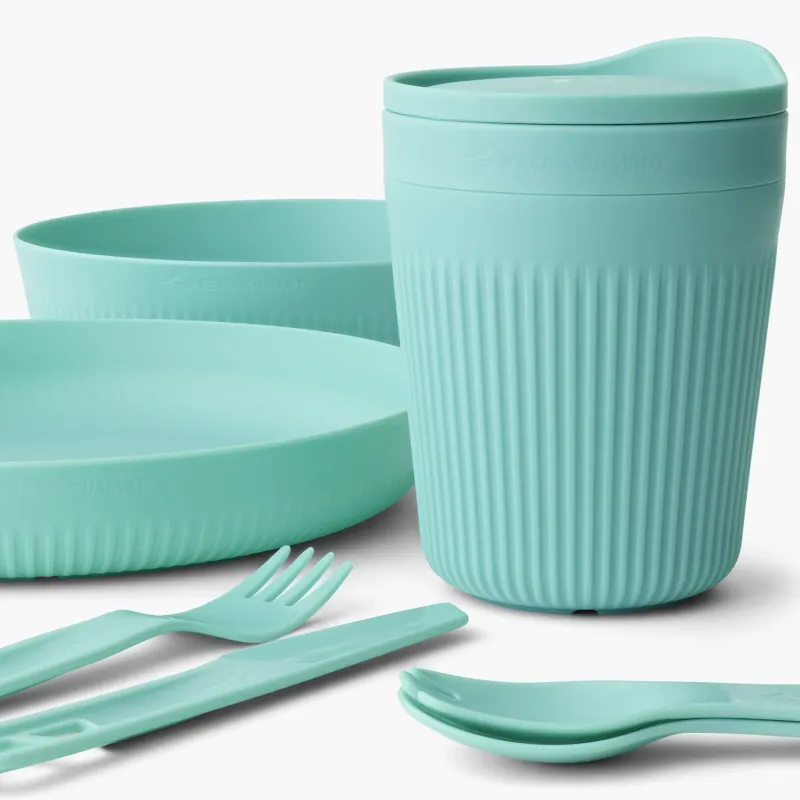 Sea To Summit Plates, Bowls, Cups & Utensils-Passage Dinnerware Set - 1P - 7 Piece - Aqua Sea
