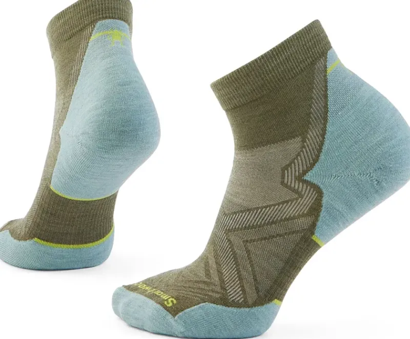 Smartwool Socks|Socks-Womens Run Targeted Cushion Ankle Socks - Winter Moss Frosty Green