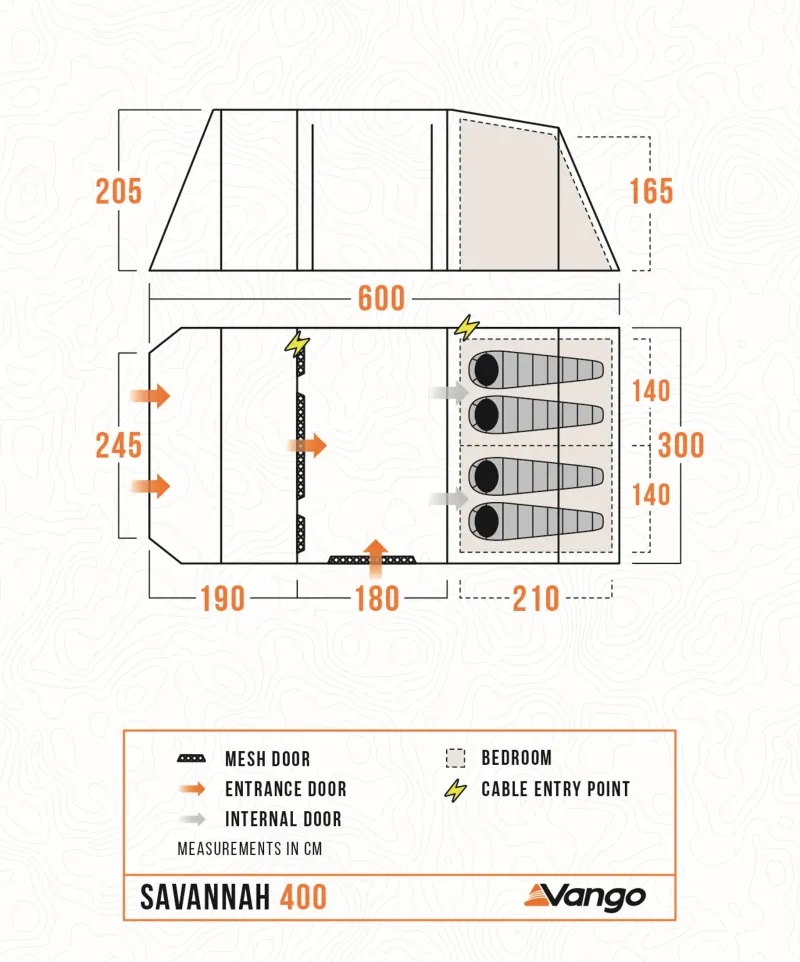 Vango Family & Leisure Tents-Savannah 400 Tent Package